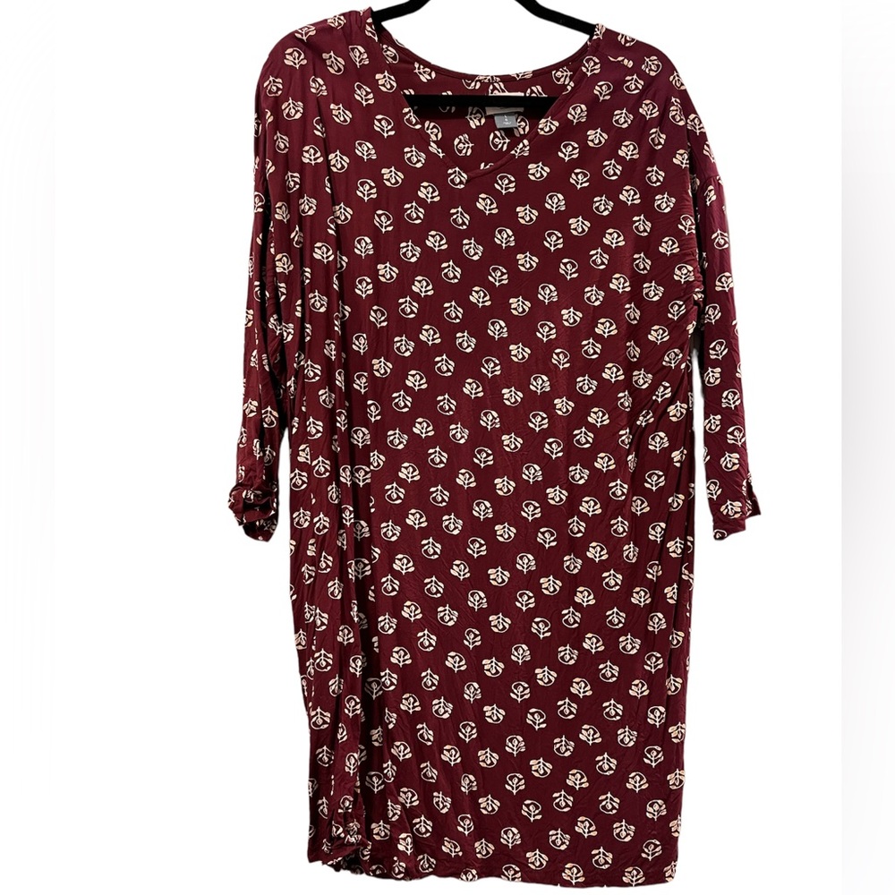 Old Navy Maroon Floral Swing Dress